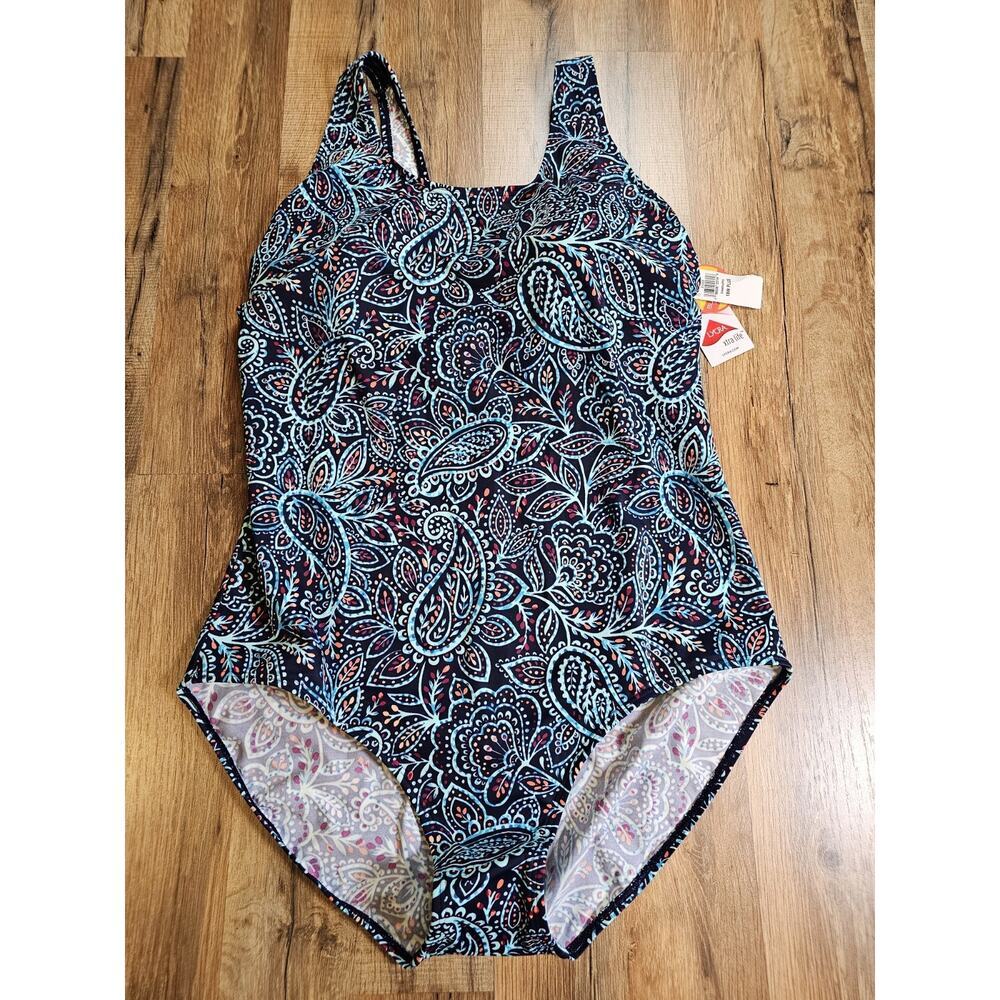 L.L Bean Dark Navy Scoop Neck Swimsuit Women’s Size 18W NWT UPF 50